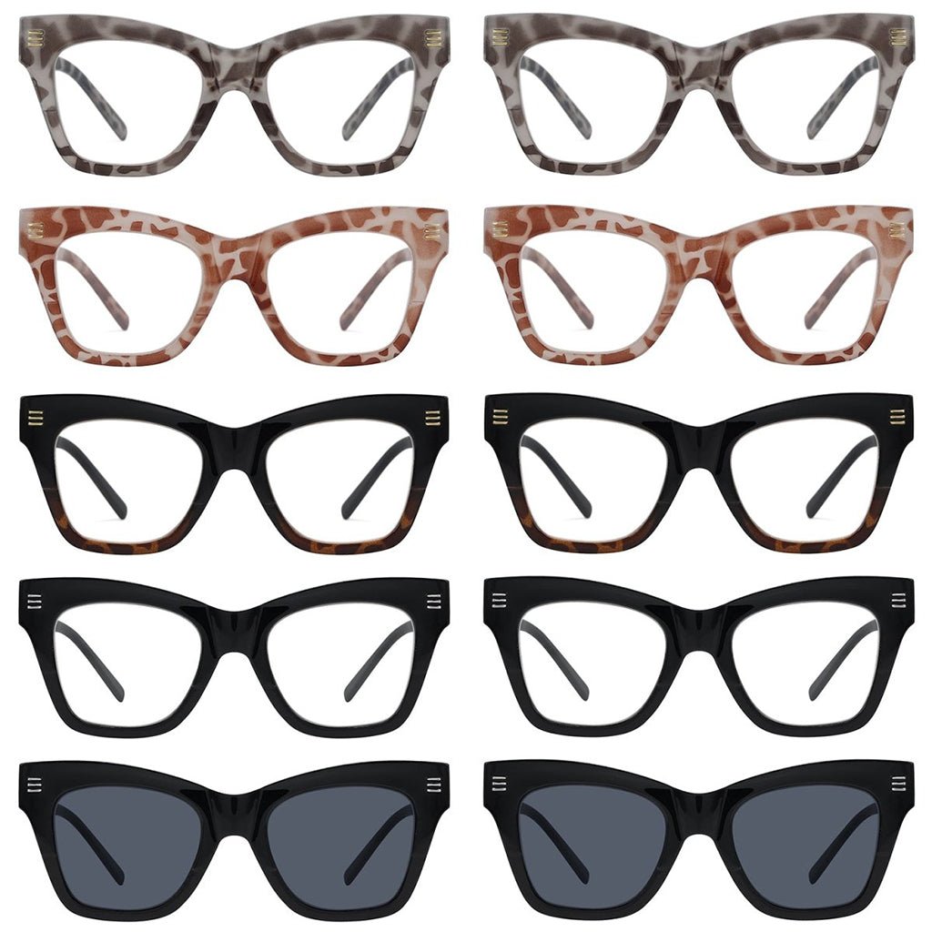 10 Pack Fashionable Cat - eye Reading Glasses R2111eyekeeper.com