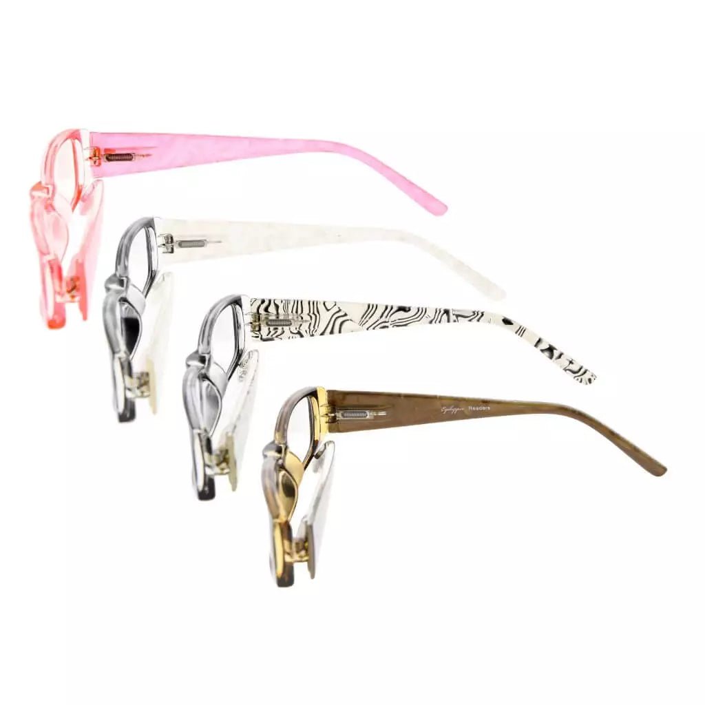 4 Pack Gem Pattern Arms Reading Glasses Rectangular Readers R006 - C1 - C4eyekeeper.com