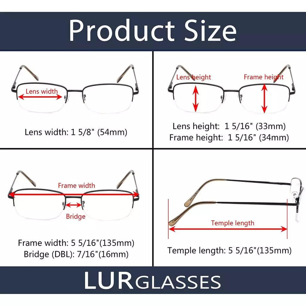 4 Pack Half - rim Metal Reading Glasses Include Sunglasses 3 - R15015eyekeeper.com