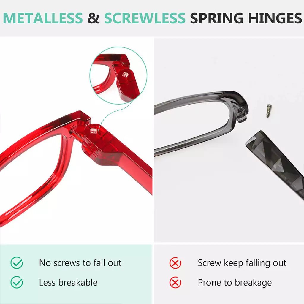 6 Pack Square Reading Glasses Metalless Spring Hinges Readers R033eyekeeper.com