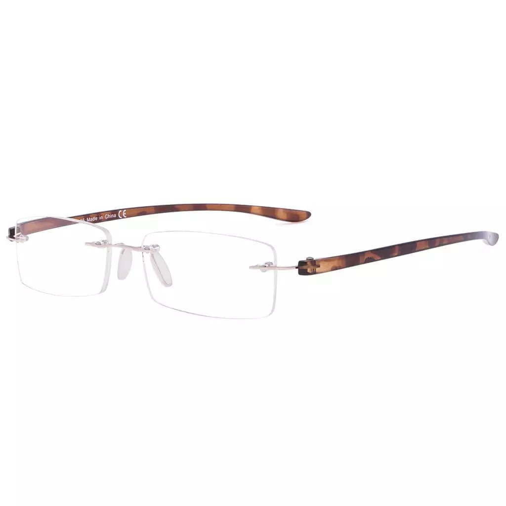 Small Lenes Rectangle Reading Glasses Rimless Readers R14001eyekeeper.com
