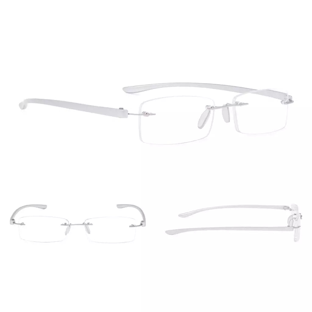 Small Lenes Rectangle Reading Glasses Rimless Readers R14001eyekeeper.com