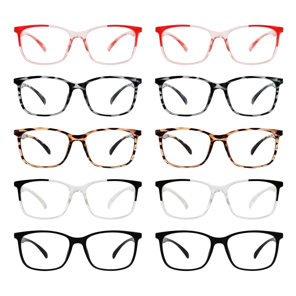 10 Pack Classic Vintage Design Rectangle Reading Glasses Readers R9113eyekeeper.com