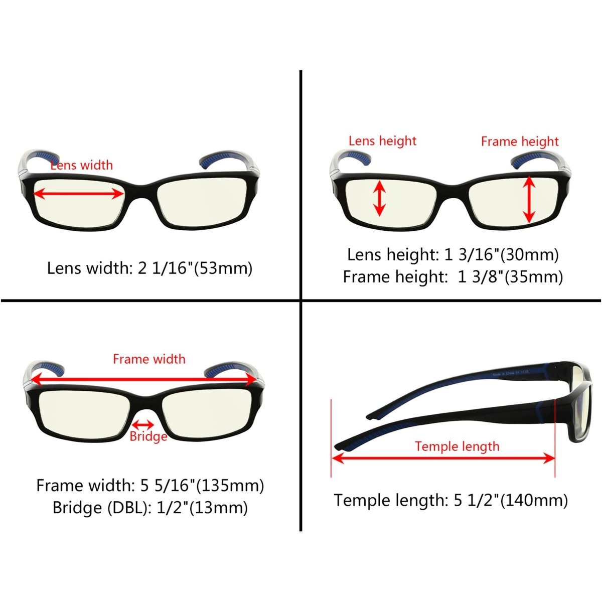 10 Pack Fashion Rectangle Blue Light Filter Reading Glasses UVXM01eyekeeper.com