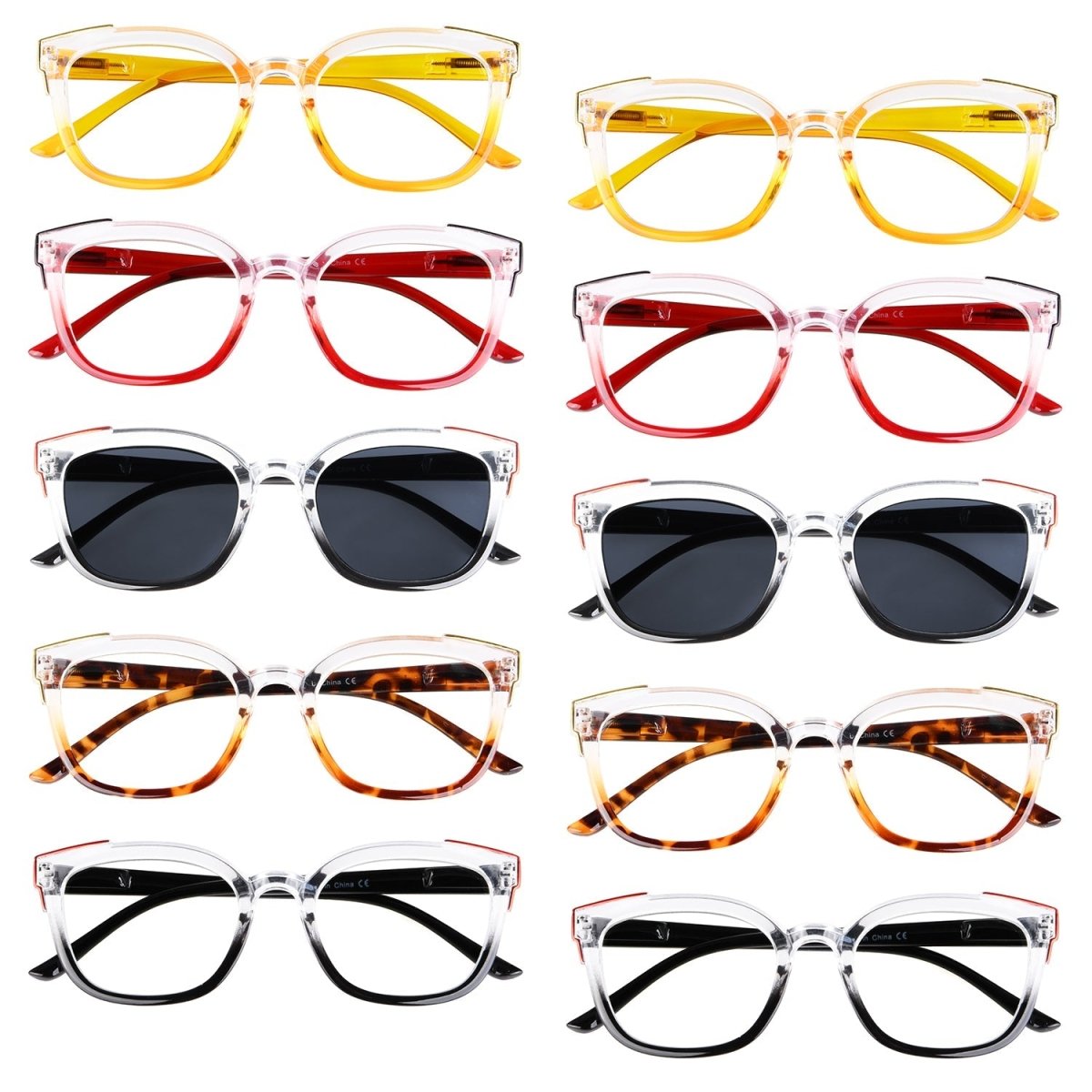 10 Pack Fashionable Reading Glasses Include Two Sunglasses R2114eyekeeper.com