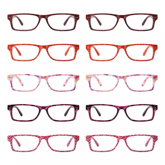 10 Pack Patterned Reading Glasses Colorful Stylish Readers R066eyekeeper.com