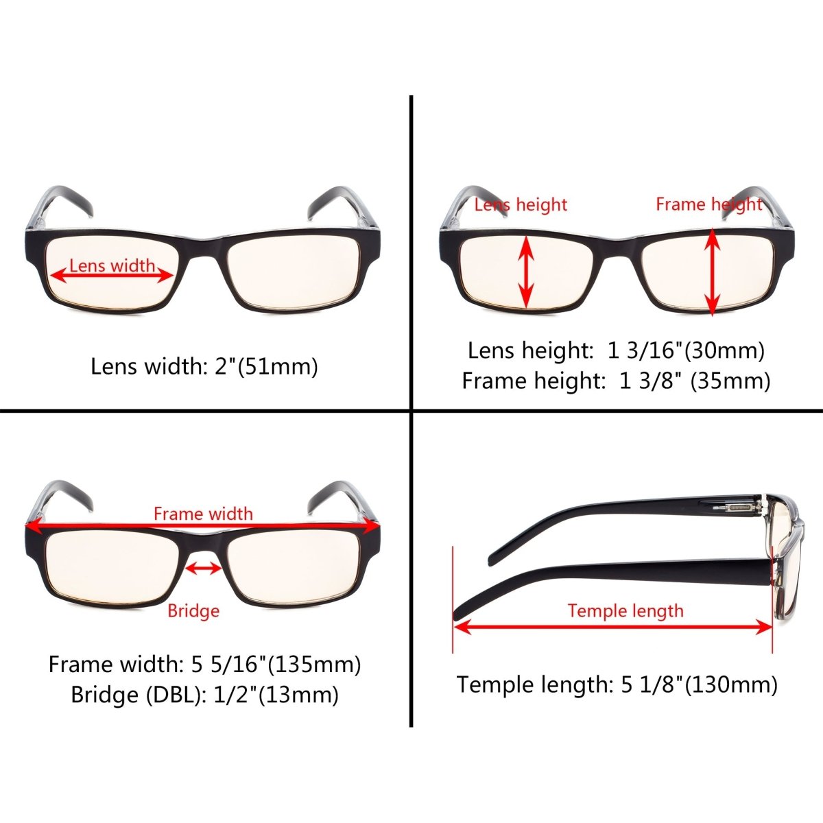 10 Pack Retro Rectangle Blue Light Filter Reading Glasses CG054eyekeeper.com