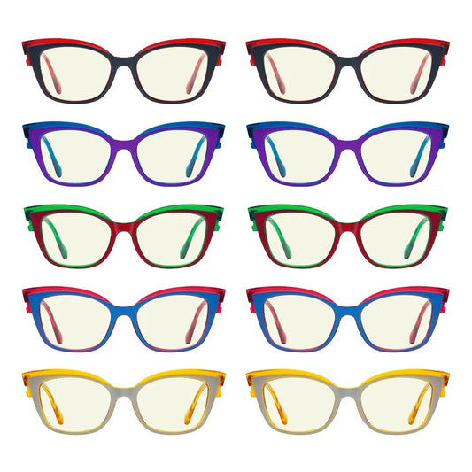 10 Pack Stylish Cat - eye Blue Light Blocking Reading Glasses UV2127eyekeeper.com