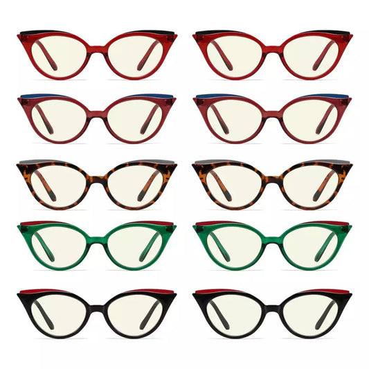 10 Pack Stylish Cat - eye Blue Light Filter Reading Glasses UV2125eyekeeper.com