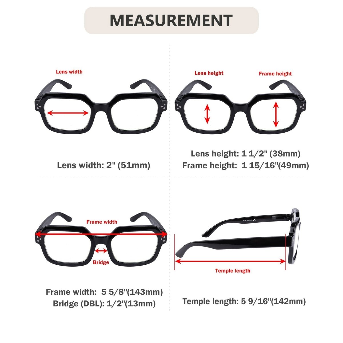 10 Pack Stylish Square Reading Glasses Spring Hinge Readers R2130eyekeeper.com