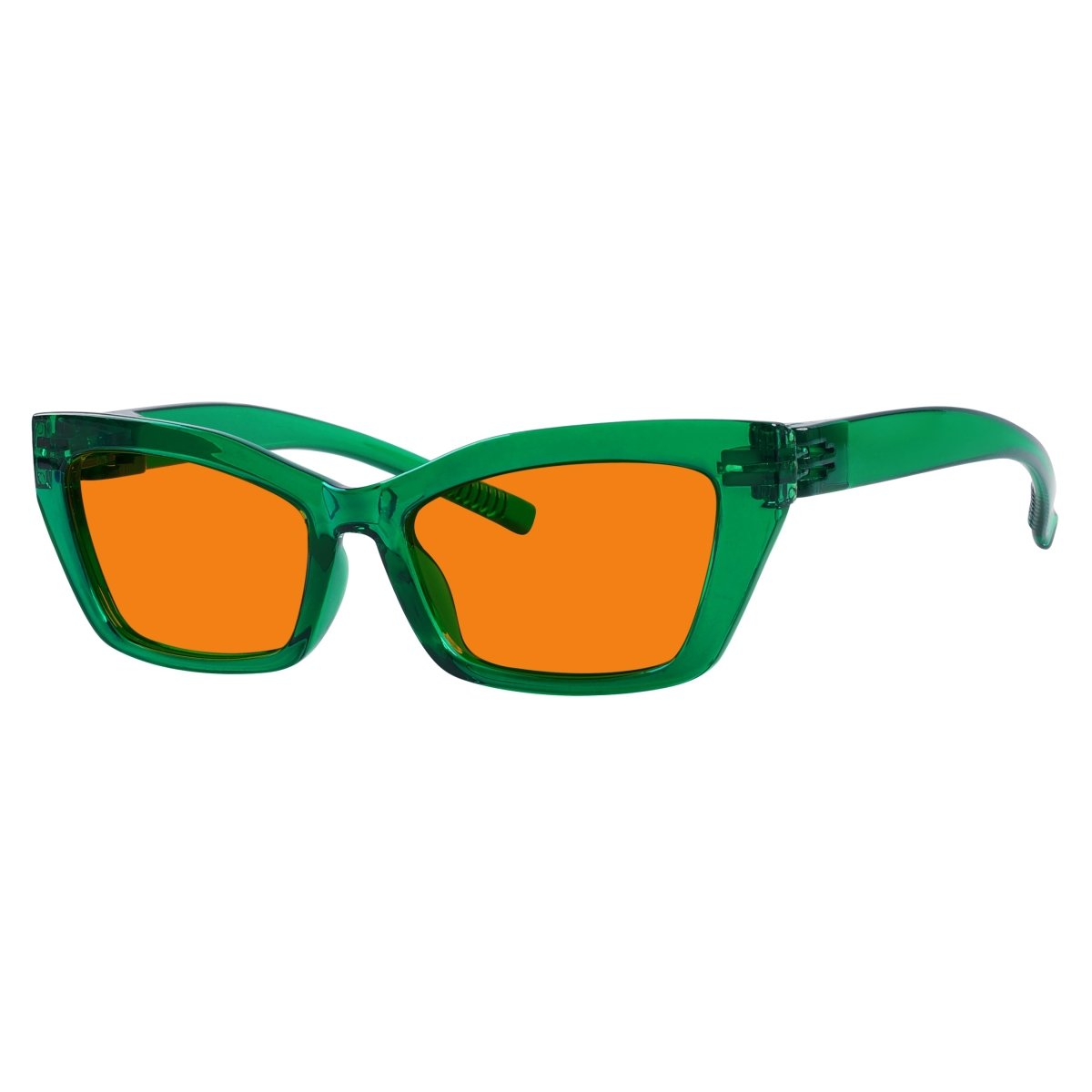 100% Blue Blocking Glasses Orange Lens Cat - eye Metalless Screwless R2516 - B98eyekeeper.com