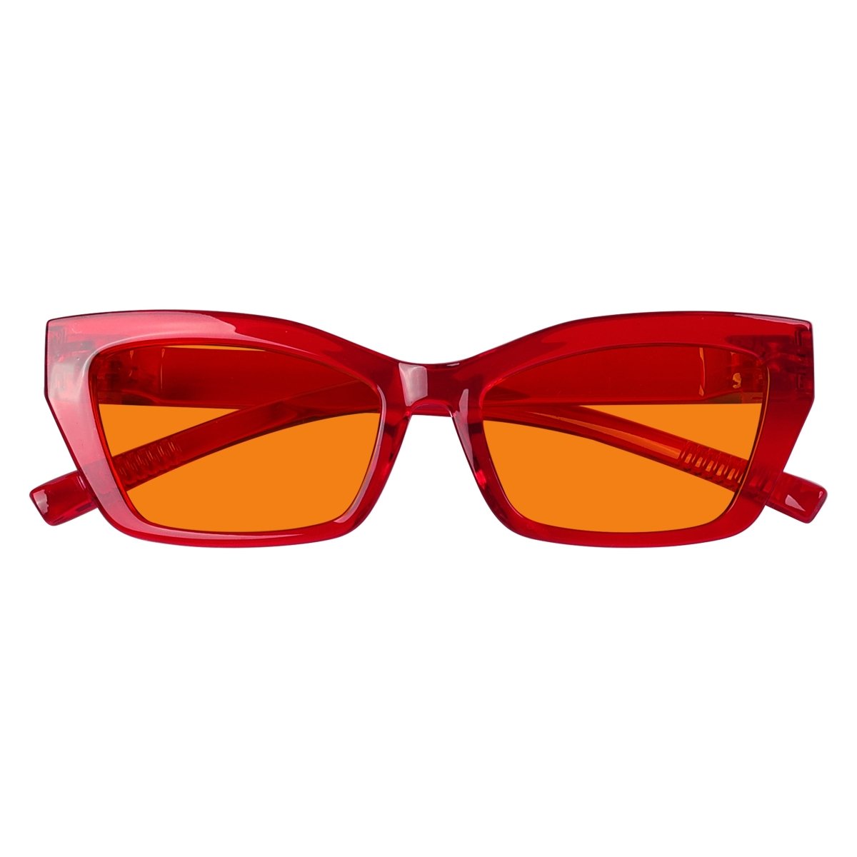 100% Blue Blocking Glasses Orange Lens Cat - eye Metalless Screwless R2516 - B98eyekeeper.com