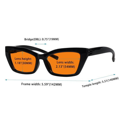 100% Blue Blocking Glasses Orange Lens Cat - eye Metalless Screwless R2516 - B98eyekeeper.com