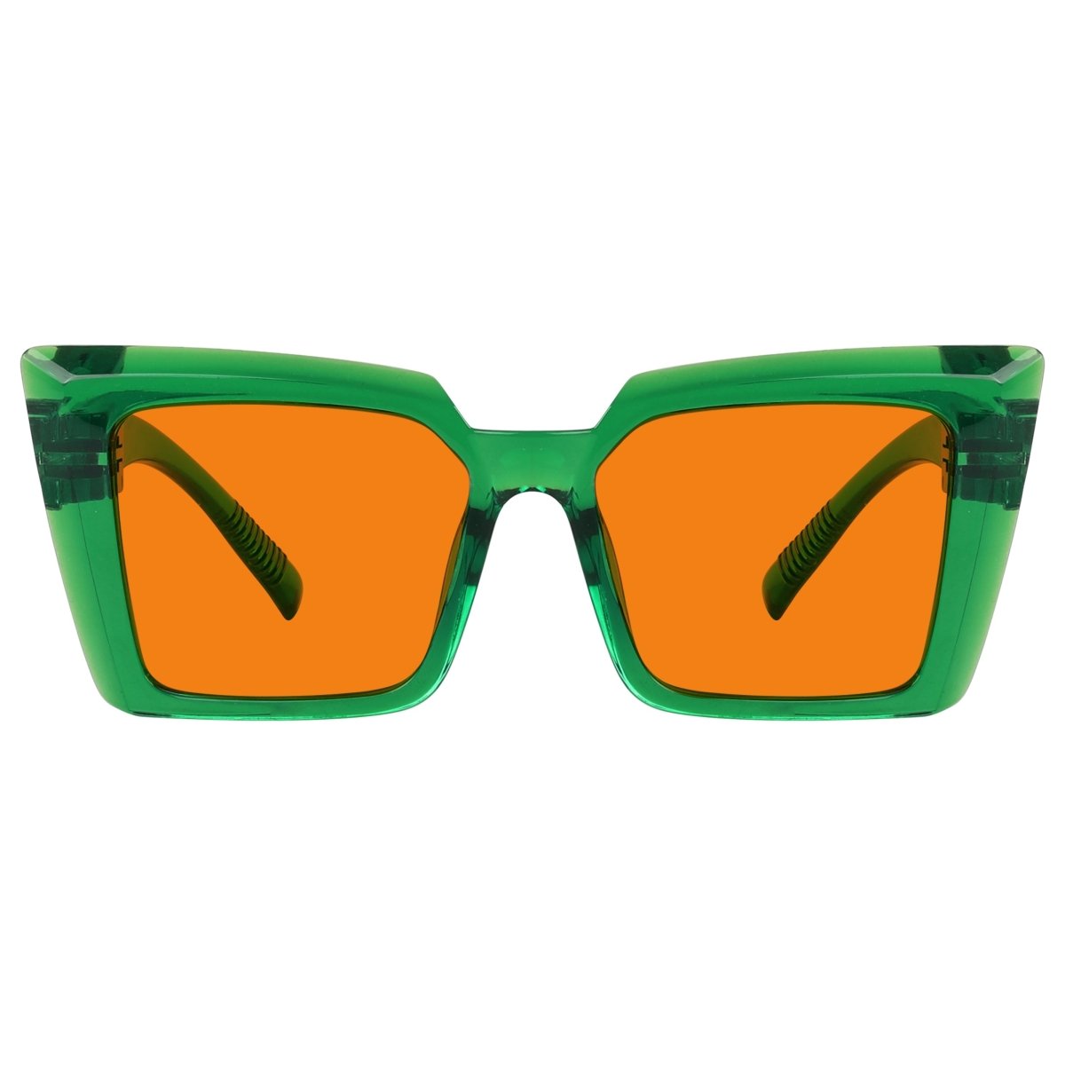 100% Blue Blocking Glasses Oversize Orange Lens Cat - eye Metalless Screwless Eyewear NR2141 - B98eyekeeper.com