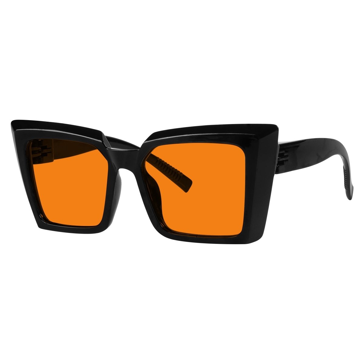 100% Blue Blocking Glasses Oversize Orange Lens Cat - eye Metalless Screwless Eyewear NR2141 - B98eyekeeper.com