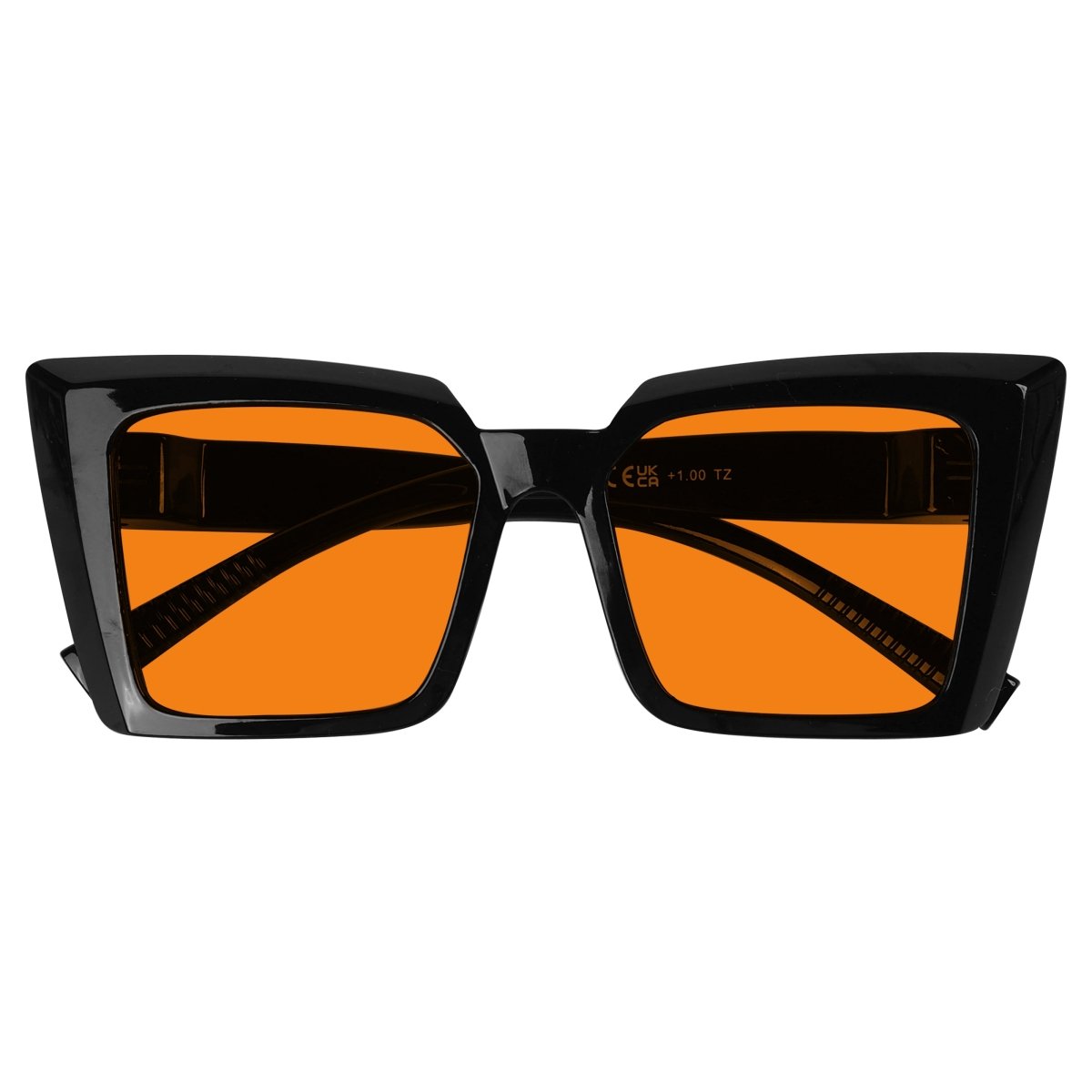 100% Blue Blocking Glasses Oversize Orange Lens Cat - eye Metalless Screwless Eyewear NR2141 - B98eyekeeper.com