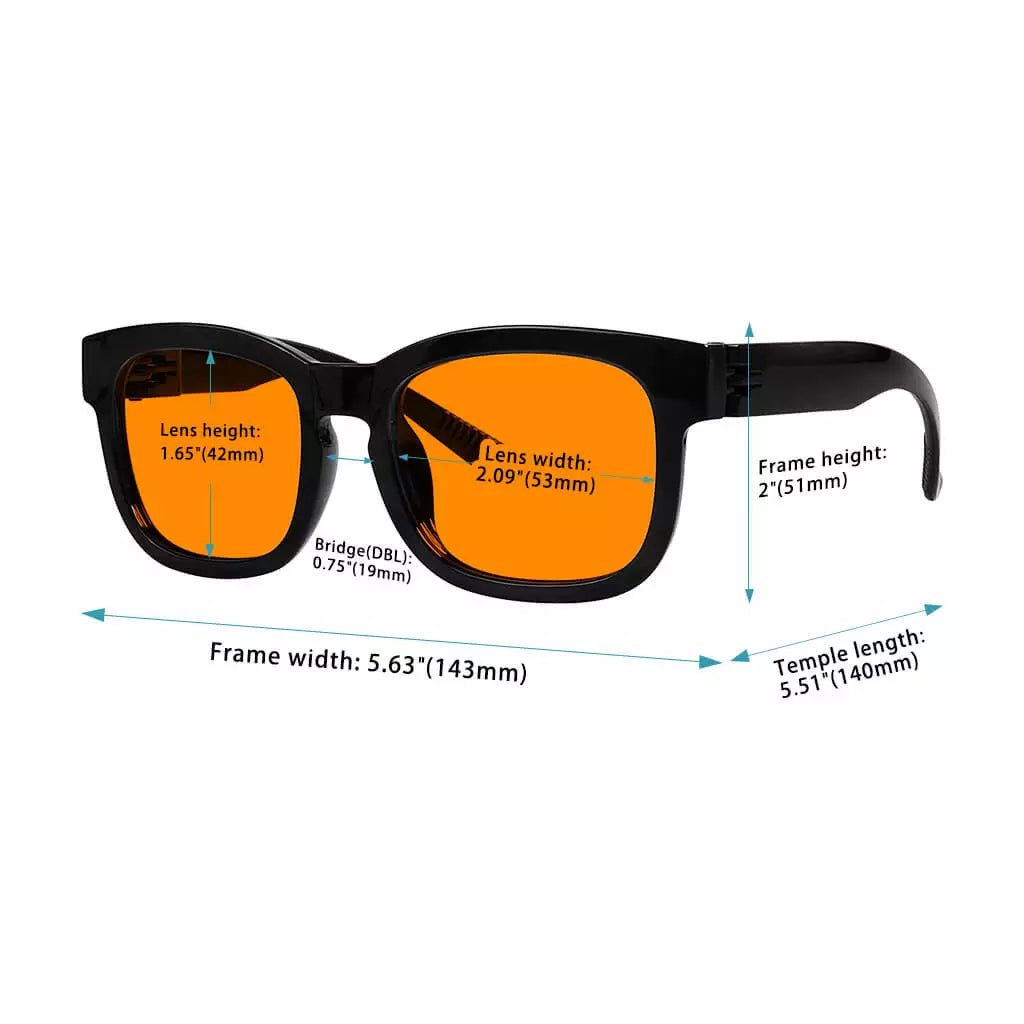 100% Blue Blocking Glasses Square Orange Lens Metalless Screwless Eyewear R033 - B98eyekeeper.com