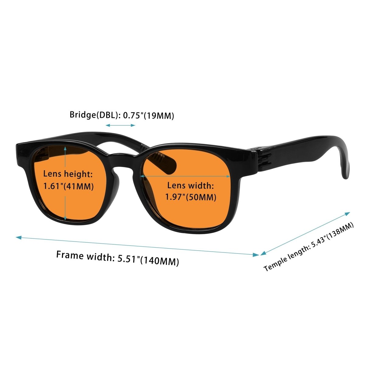 100% Blue Blocking Orange Lens Square Metalless Glasses NR144 - B98eyekeeper.com