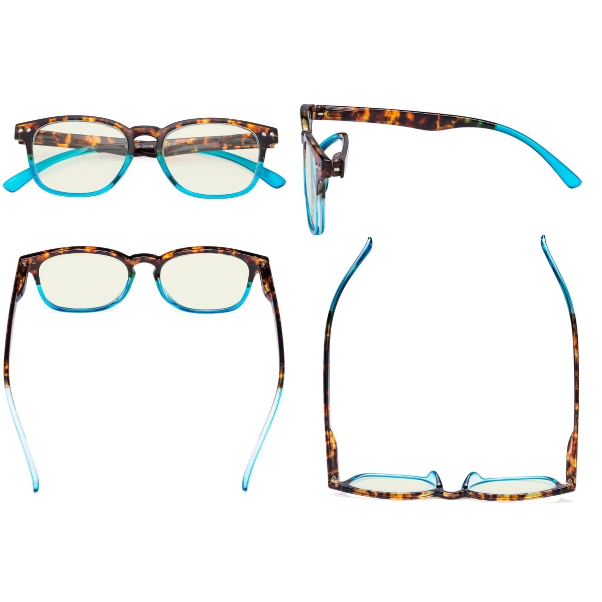 12 Pack Blue Light Blocking Tortoise Splicing Reading Glasses UVR079Deyekeeper.com