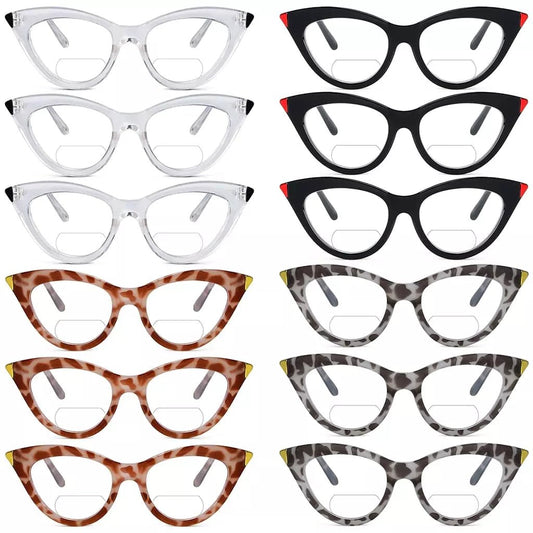 12 Pack Cat - eye Bifocal Reading Glasses Stylish Bifocal Readers BR2103eyekeeper.com