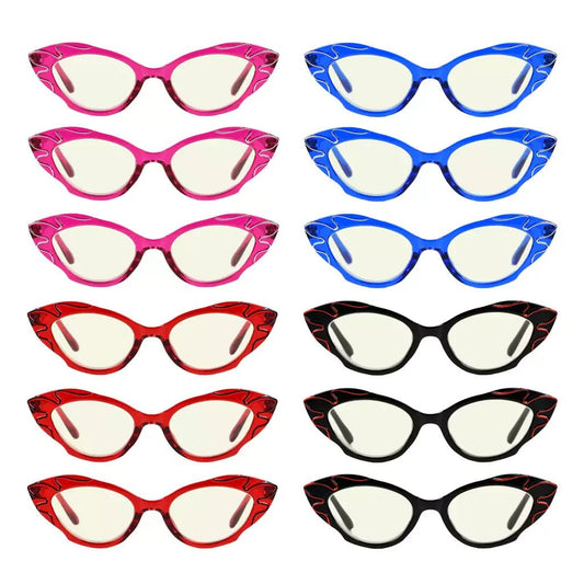 12 Pack Cat Eye Blue Light Blocking Reading Glasses UV2116eyekeeper.com