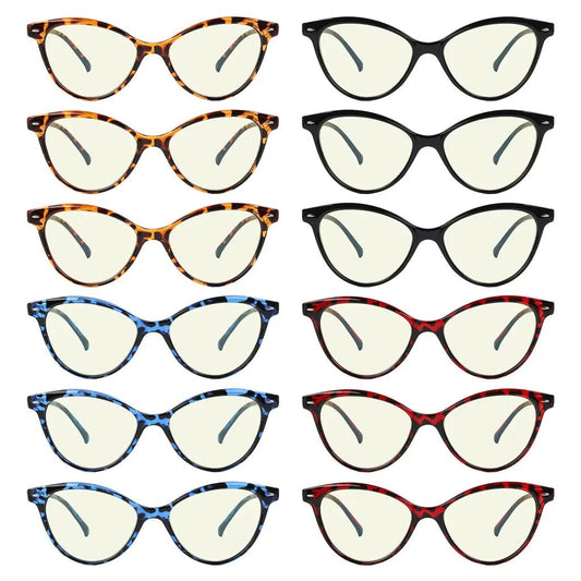 12 Pack Cat - eye Blue Light Blocking Reading Glasses UVR9112eyekeeper.com