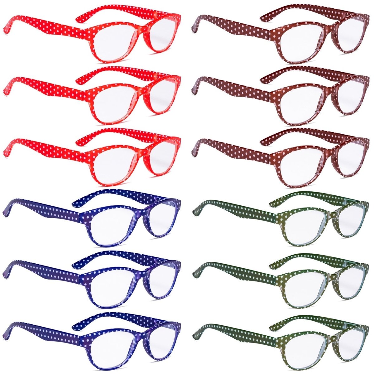 12 Pack Cat - eye Reading Glasses Polka Dot Design Readers R074Peyekeeper.com