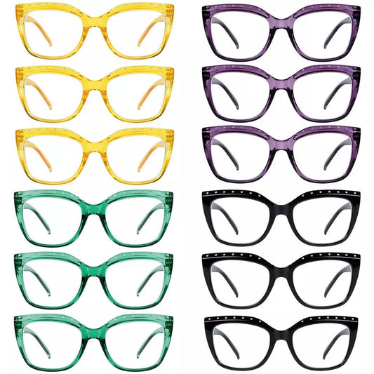 12 Pack Cat - eye Reading Glasses with Spring Hinges R2015eyekeeper.com