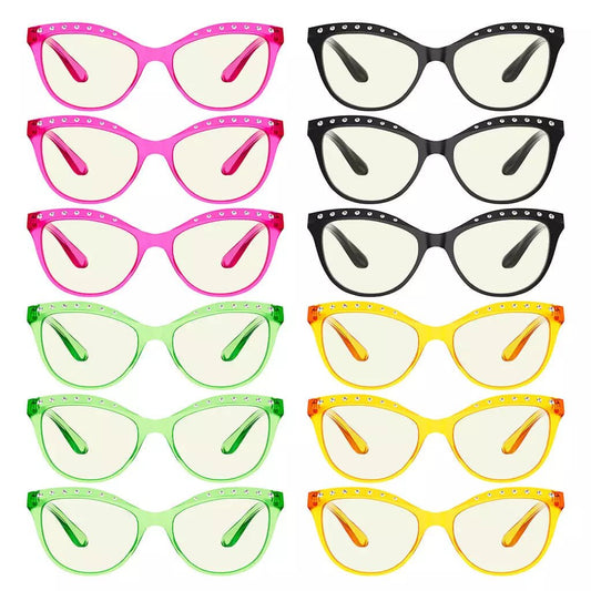 12 Pack Cat - eye Rhinestone Blue Light Filter Reading Glasses UVR2001eyekeeper.com