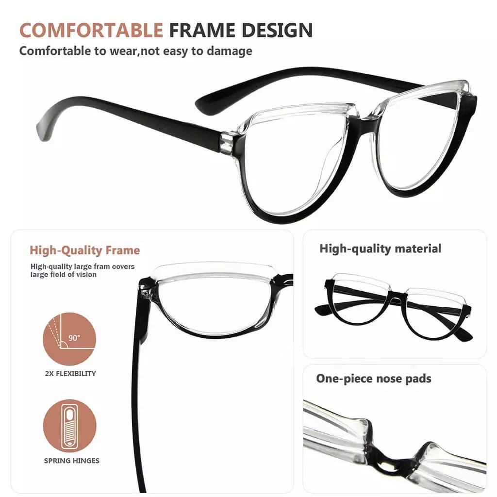 12 Pack Half Moon Reading Glasses Stylish Comfortable Readers R2006eyekeeper.com