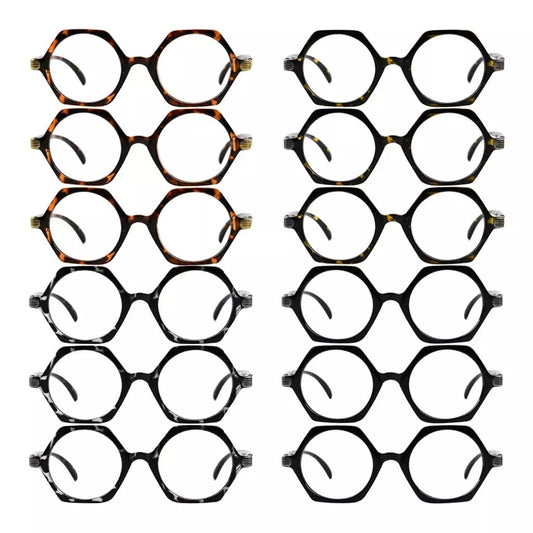 12 Pack Irregular Hexagon Reading Glasses Small Readers R2009eyekeeper.com