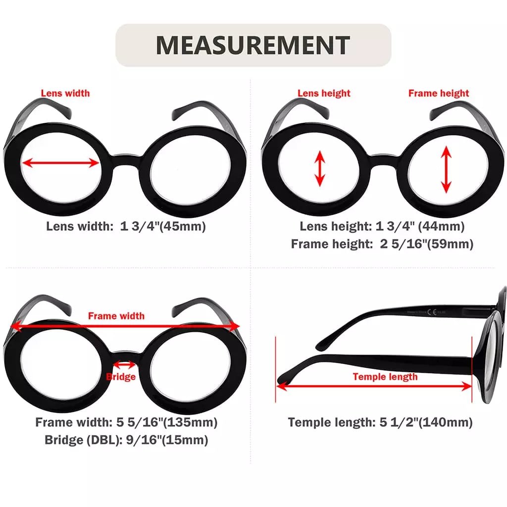 12 Pack Oversized Round Reading Glasses Large Frame Readers R9109eyekeeper.com