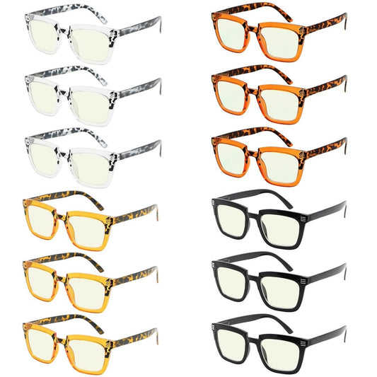 12 Pack Stylish Square Blue Light Filter Reading Glasses UV2109eyekeeper.com