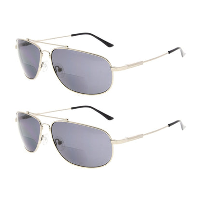 2 Pack Modern Metal Bifocal Reading Sunglasses Chic Readers SG1803eyekeeper.com