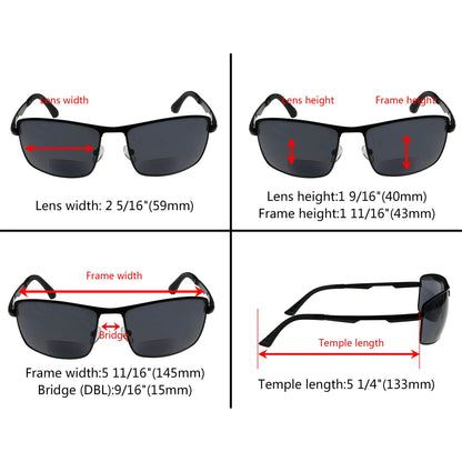 3 Pack Bifocal Sunglasses Sunshine Readers Outdoor Reading Glasses SG802