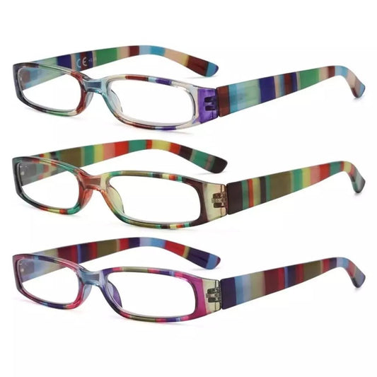 3 Pack Classic Cute Reading Glasses Striped Pattern Readers R906eyekeeper.com