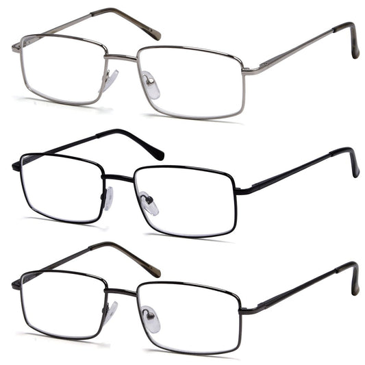 Lot de 3 Lunettes de lecture Classique Cadre en métal pour Homme R15023