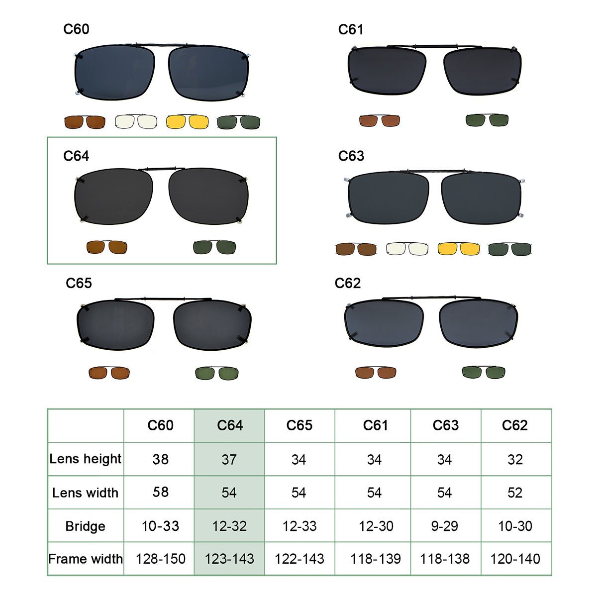 3 Pack Retro Clip on Sunglasses Polarized C64 (54MMx37MM)eyekeeper.com