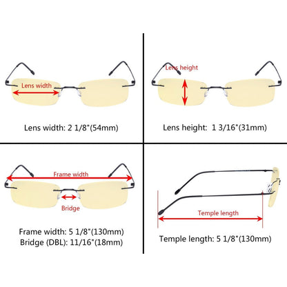 3 Pack Rimless Blue Light Blocking Reading Glasses TMWK8