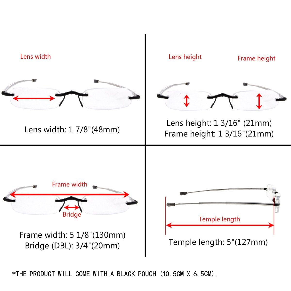 3 Pack Rimless Reading Glasses Foldable Readers R15081eyekeeper.com