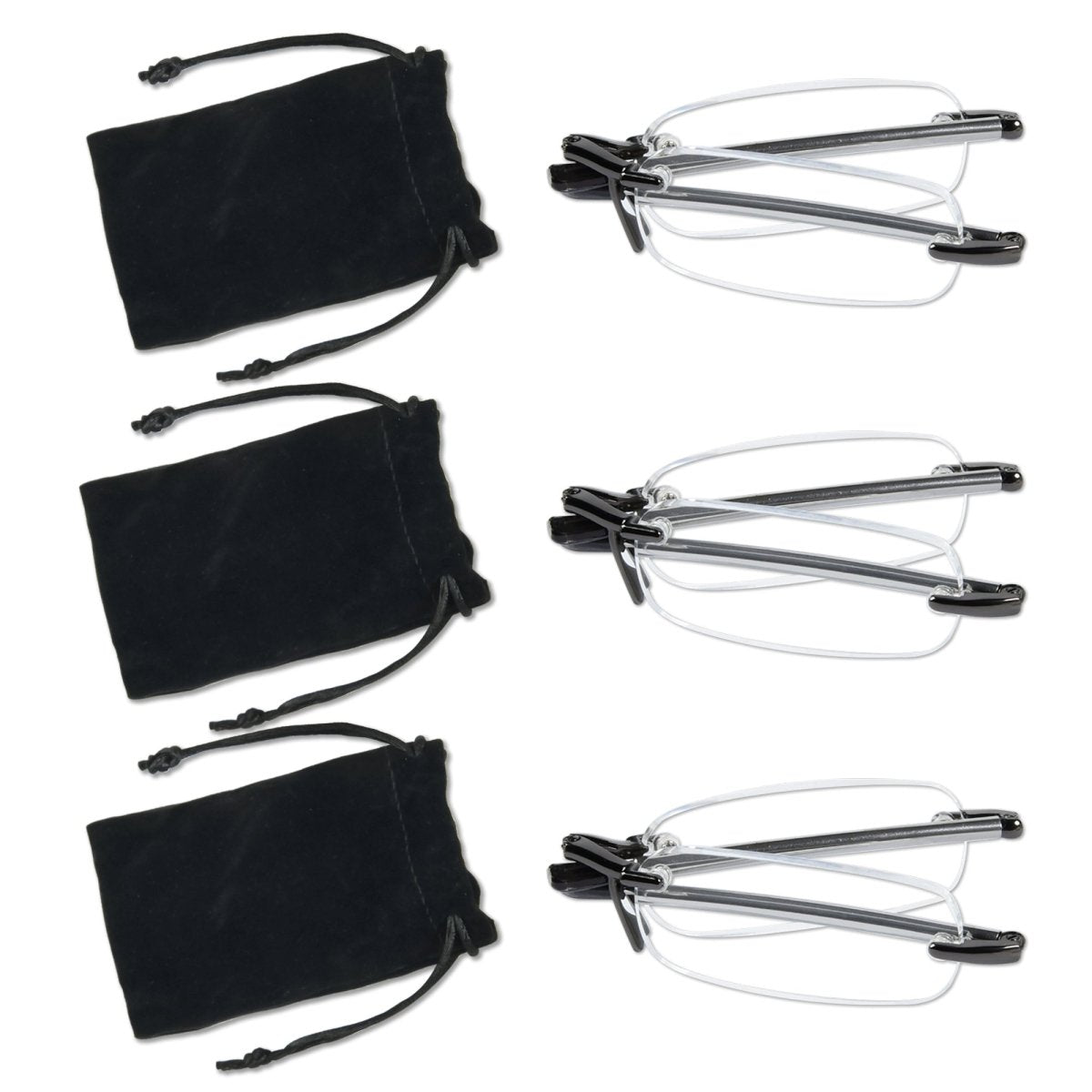 3 Pack Rimless Reading Glasses Foldable Readers R15081eyekeeper.com