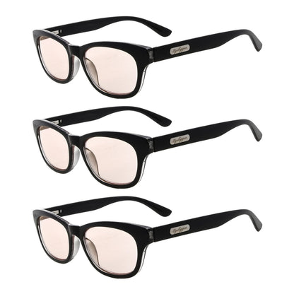 3 Pack Stylish Rectangle Blue Light Blocking Reading Glasses CG120eyekeeper.com