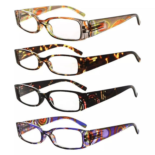 4 Pack Rectangle Fashion Pattern Arms Reading Glasses R040Geyekeeper.com