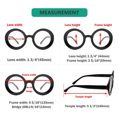 4 Pack Thicker Frame Round Bifocal Reading Glasses SG9109TMP