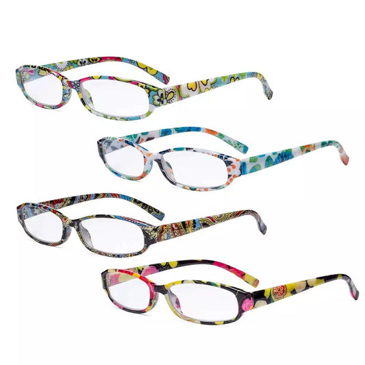 4 Pack Small Reading Glasses Funky Floral Pattern Readers R9104Feyekeeper.com