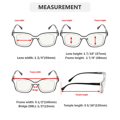 Lot de 4 lunettes de lecture carrées progressives multifocus M2105