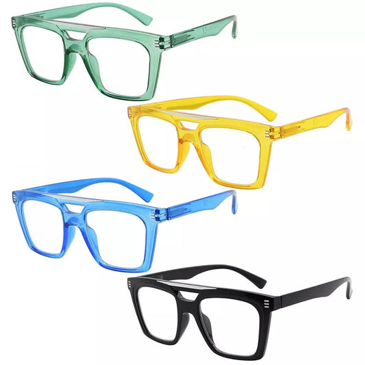 4 Pack Square Reading Glasses Double Bridge Readers R2034eyekeeper.com