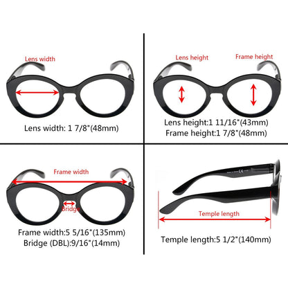 4 Pack Thicker Frame Round Reading Glasses R2004eyekeeper.com