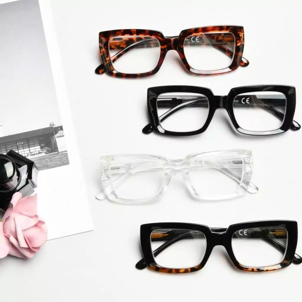 4 Pack Trendy Reading Glasses Thicker Frame Readers R9107eyekeeper.com