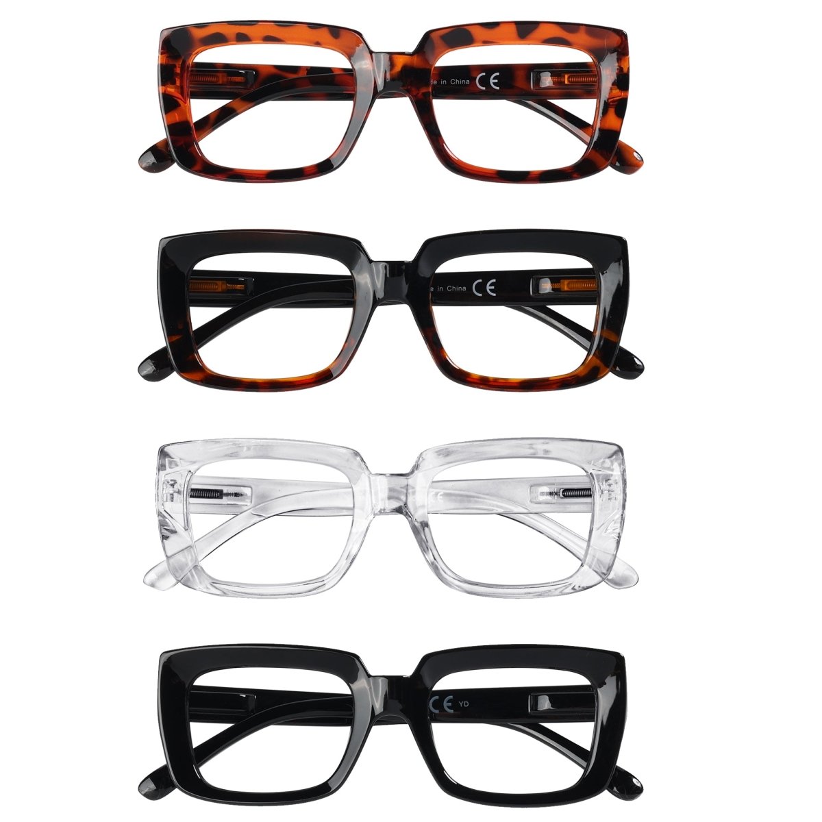 4 Pack Trendy Reading Glasses Thicker Frame Readers R9107eyekeeper.com